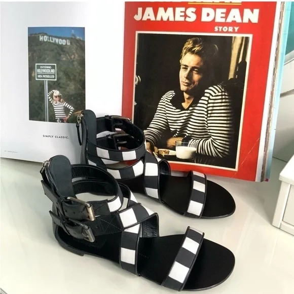 GIUSEPPE ZANOTTI WHITE& BLACK SANDALS - Picture 1 of 8